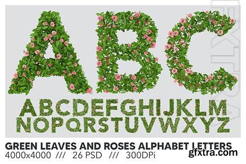 Green Leaves and Roses Alphabet Letter Set