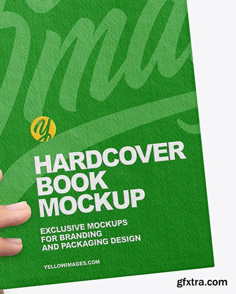 Fabric Hardcover Book in a Hand Mockup 87103