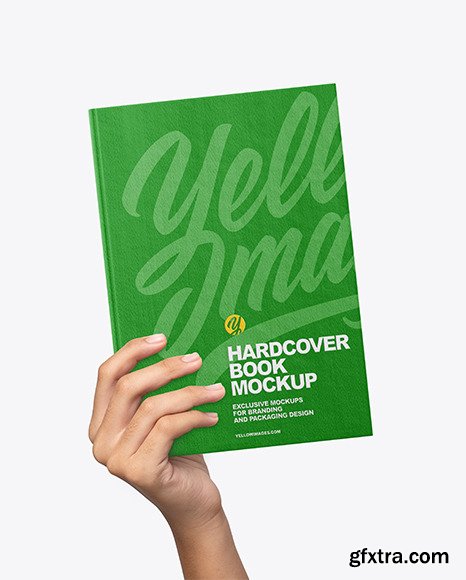 Fabric Hardcover Book in a Hand Mockup 87103