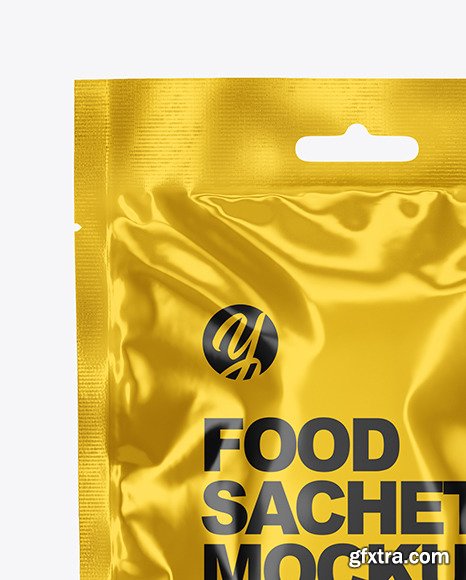 Glossy Metallic Sachet Mockup 87346