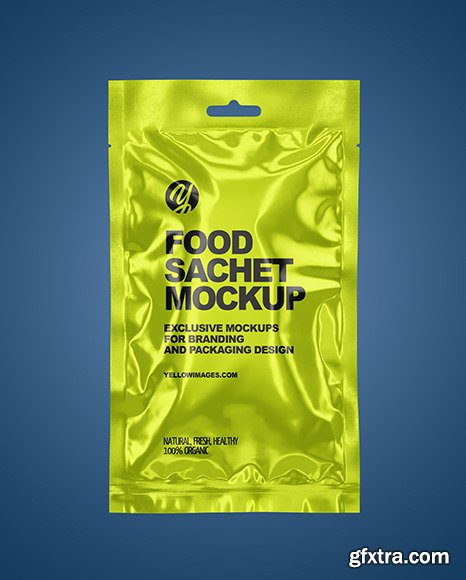 Glossy Metallic Sachet Mockup 87346