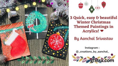 3 Quick, Easy & Beautiful Winter Christmas Themed Paintings  With Acrylics!