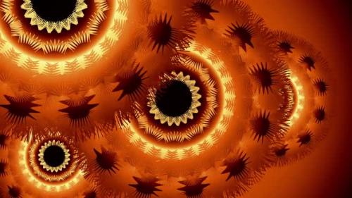 Videohive - Abstract visualization of orange, yellow, black, and brown flower turning. - 35140130 - 35140130