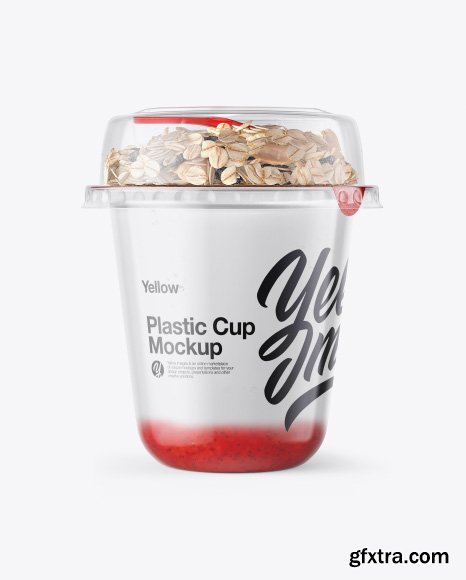 Cup with Strawberry Yogurt and Muesli Mockup 31205