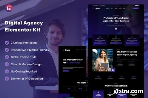 ThemeForest - Digira v1.0.0 - Digital Agency Services Elementor Template Kit - 34308873