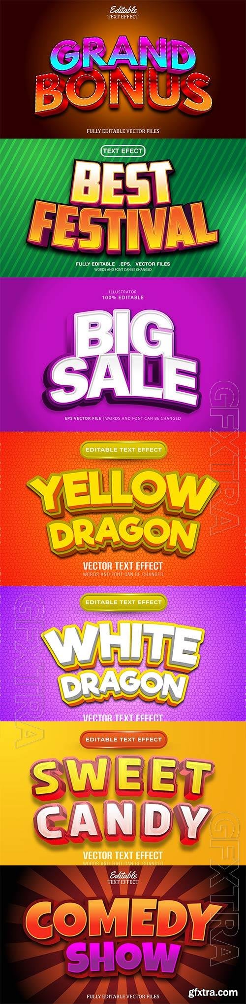 Set 3d editable text style effect vector vol 276