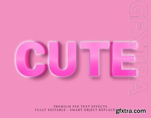 Cute pink 3d text style effect psd