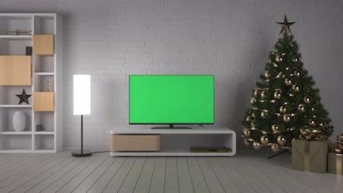 Videohive - Christmas Living Room With Television - 35172409 - 35172409