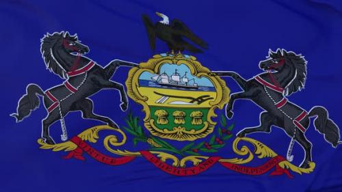 Videohive - Flag of Pennsylvania State Region of the United States Waving at Wind - 35172413 - 35172413