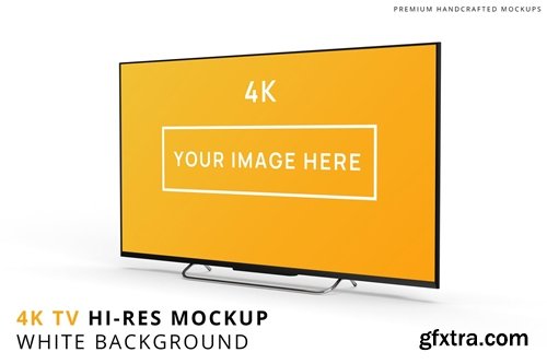 4K TV Mockup Minimalistic White Background