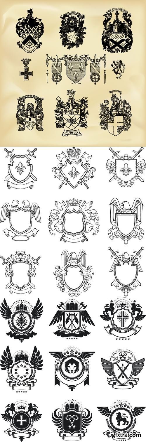 Vectors - Heraldic Different Elements 22