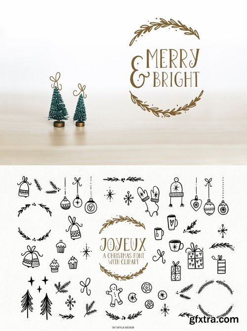 Joyeux Christmas font & clipart 3108902