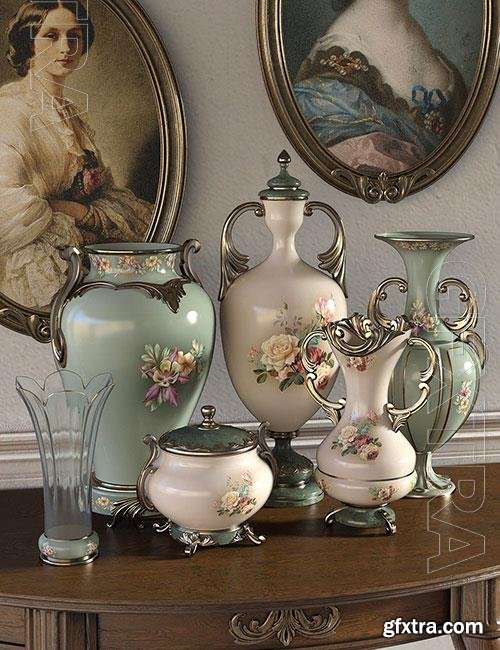 Florals for Rococo Vases Iray