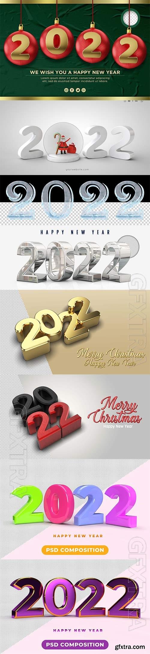 2022 letters 3d illustration isolated premium psd