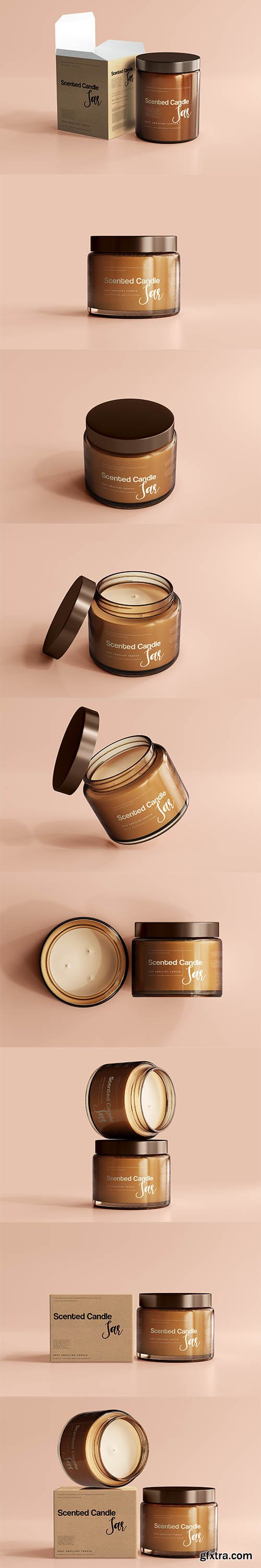 Amber glass scented candle jar MockUp