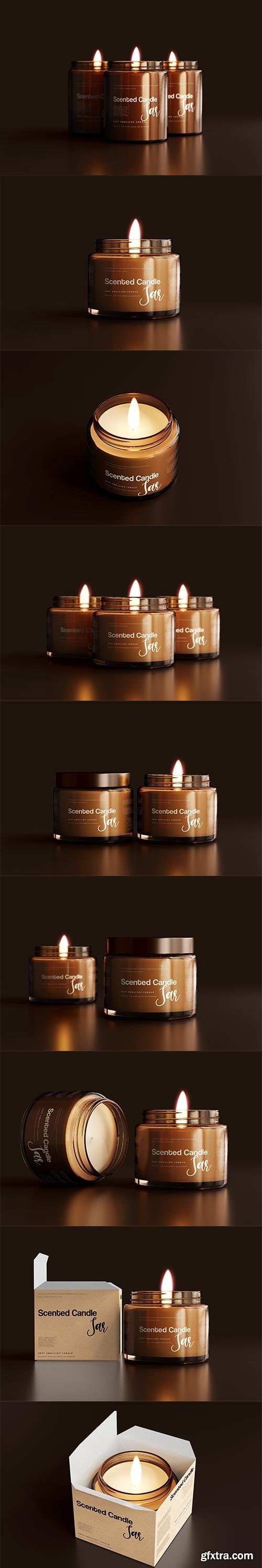 Amber glass candle jar MockUp