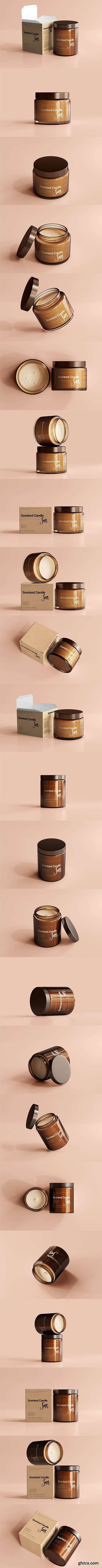 Amber glass scented candle jar MockUp