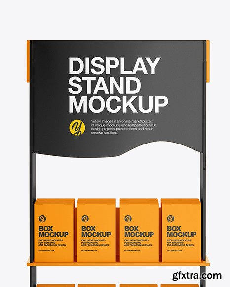 Glossy Display Stand w/ Boxes Mockup 85408