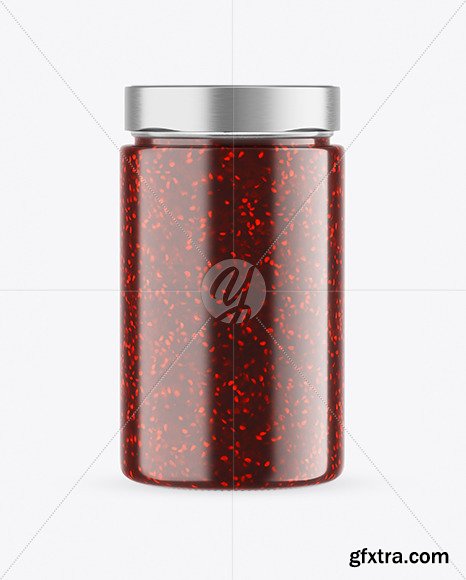 Сlear Glass Jar with Raspberry Jam Mockup 80609