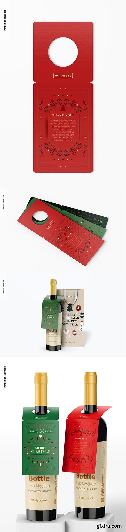 Wine bottle gift tags mockup