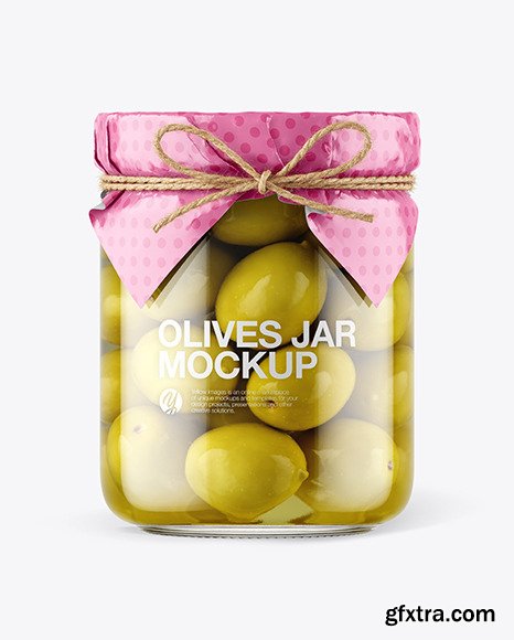 Glass Green Olives Jar with Paper Cap Mockup 65967