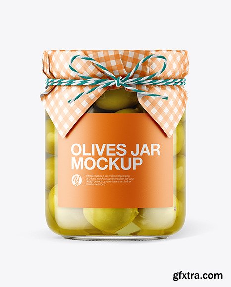 Glass Green Olives Jar with Paper Cap Mockup 65967