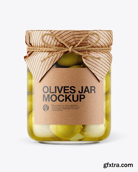 Glass Green Olives Jar with Paper Cap Mockup 65967