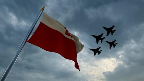 Videohive - Waving Polish Flag and Group of Warplanes - 35187843 - 35187843