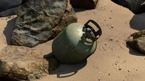 Videohive - Old Cooking Gas Cylinder on Sand Beach - 35188228 - 35188228