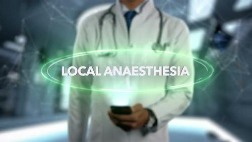 Videohive - Local Anaesthesia Male Doctor Hologram Treatment Word - 35199616 - 35199616