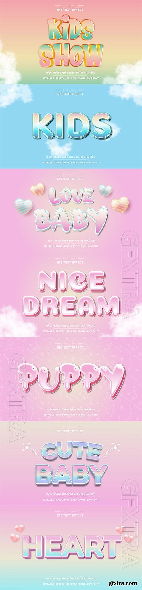 Set 3d editable text style effect vector vol 287