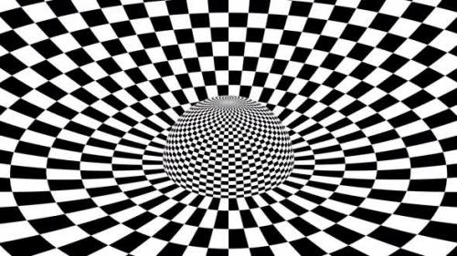 Videohive - Trippy Checkerboard Black and White Tiles Spherical Optical Illusion - 4K - 35156803 - 35156803