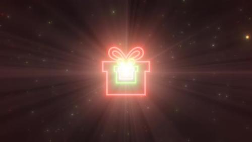 Videohive - Christmas Present Gift Shape Outline Winter Holiday Neon Light Tunnel - 4K - 35156835 - 35156835