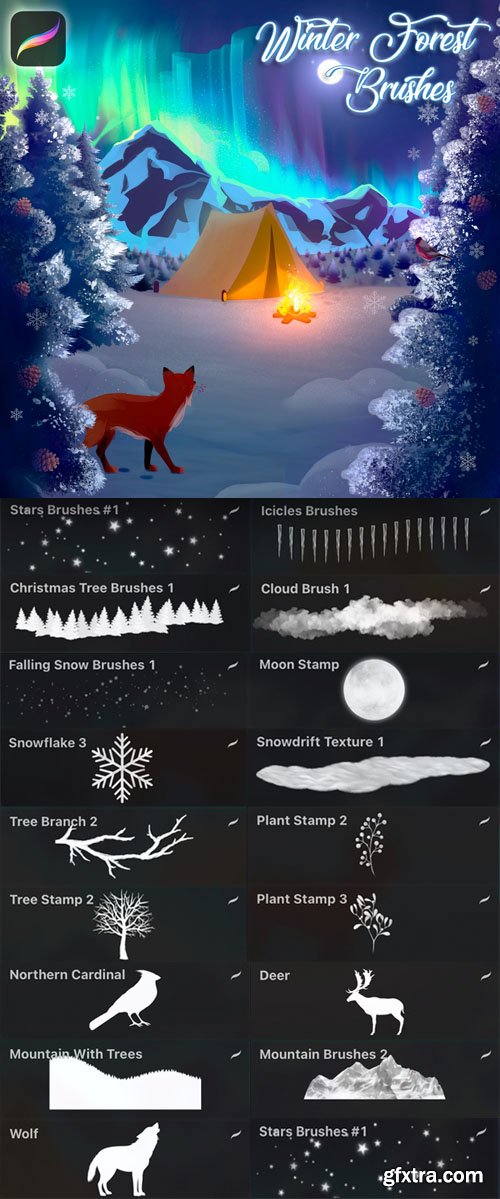 Winter Forest Brushes Pack for Procreate