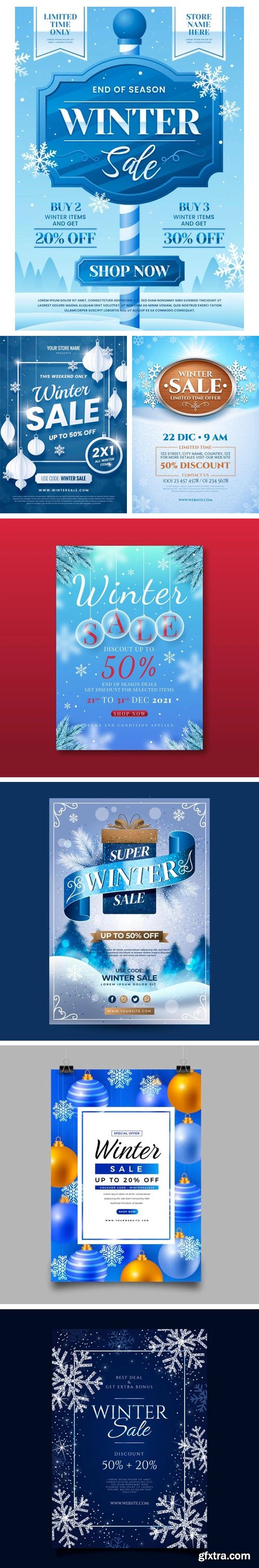 Winter Sale Posters Vector Templates