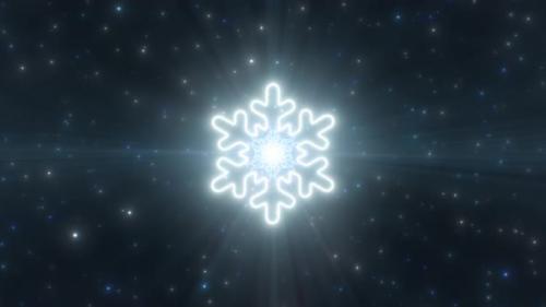 Videohive - Winter Snowflake Shape Icy Cold Christmas Holiday Neon Lights Tunnel - 4K - 35156860 - 35156860