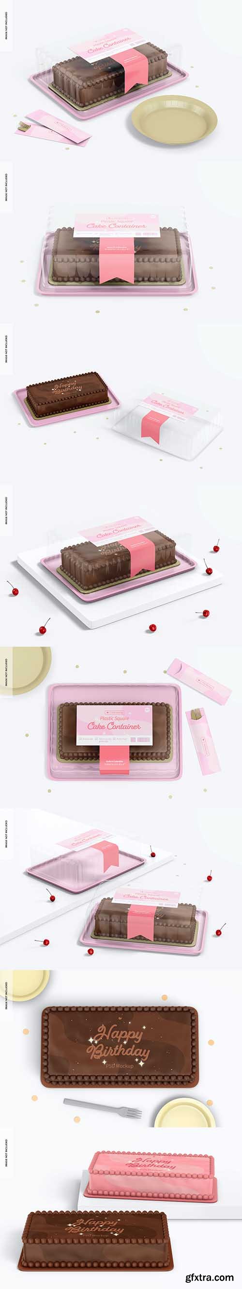 Plastic square cake container mockup