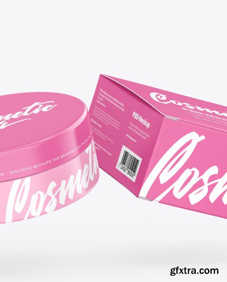 Box with Cosmetic Jar Mockup 87844