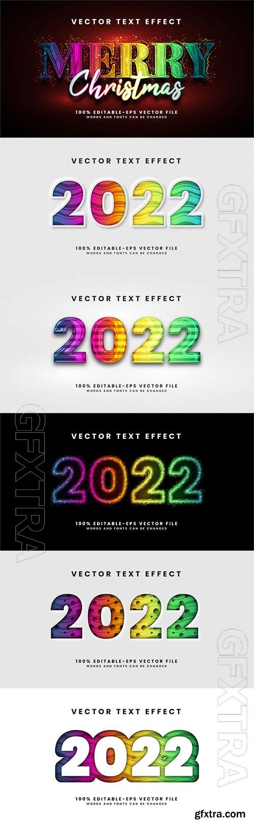 2022 glow text effect, editable text style effect with colorful theme, premium vector