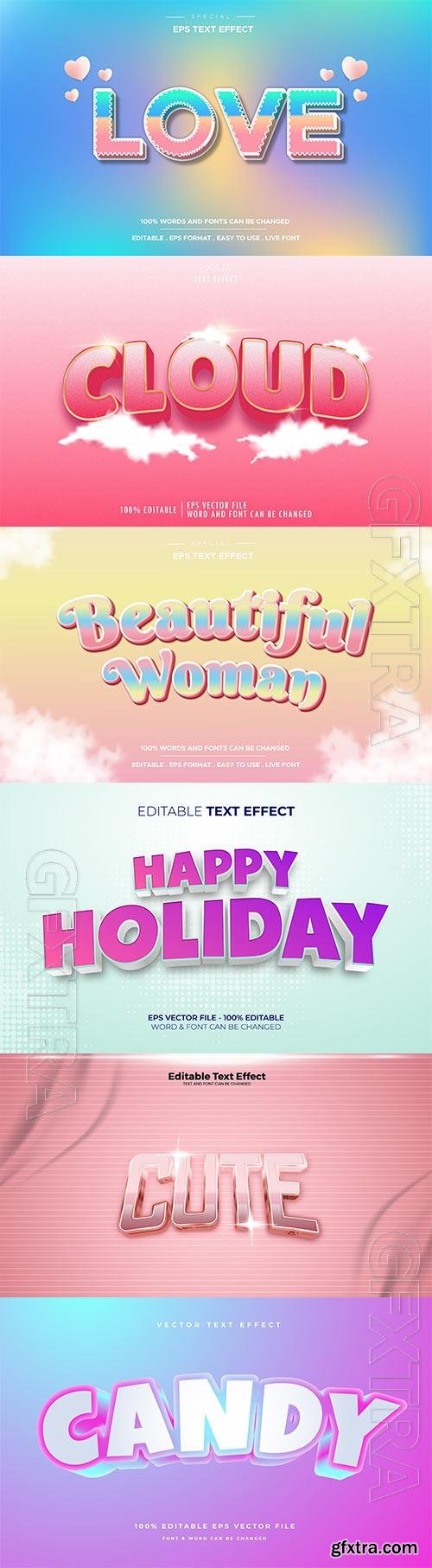 Set 3d editable text style effect vector vol 313