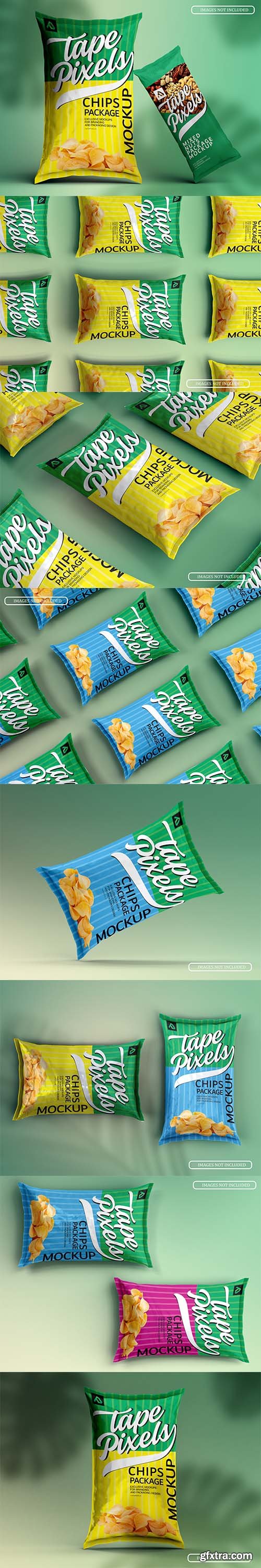 lying potato chips bags mockup