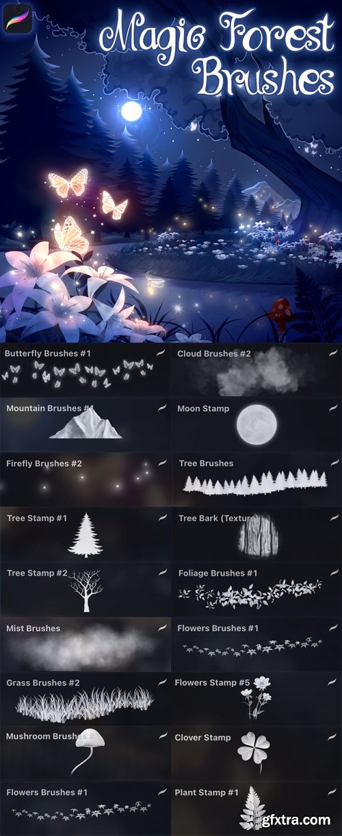 Magic Forest Brushes Pack for Procreate