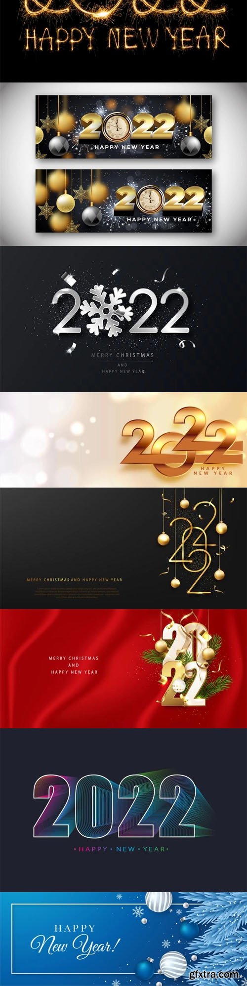 Happy New Year 2022 Banners & Backgrounds Vector Templates