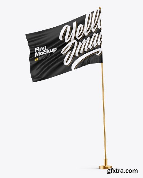 Glossy Flag w/ Metallic Pole Mockup 56016