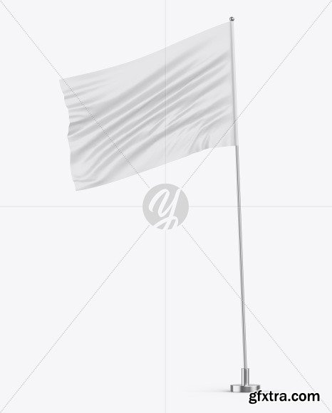 Glossy Flag w/ Metallic Pole Mockup 56016