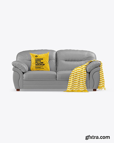 Couch with Pillow and Blanket Mockup 55757