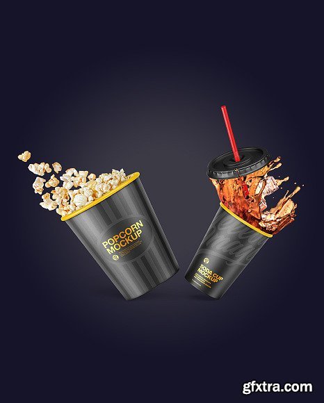 Cup Popcorn And Drink Mockup 67797