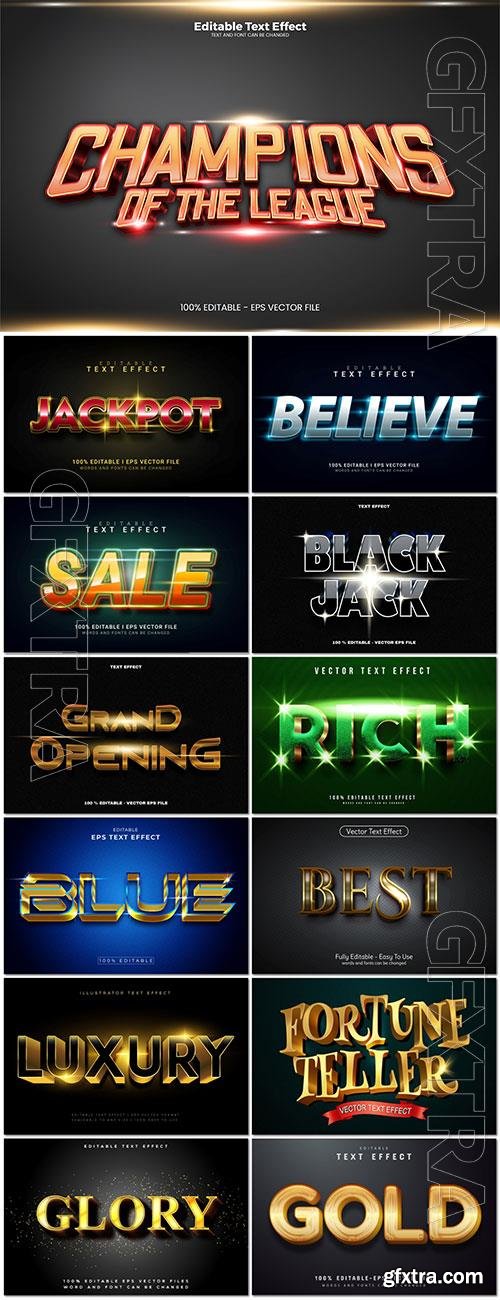 Set 3d editable text style effect vector vol 327