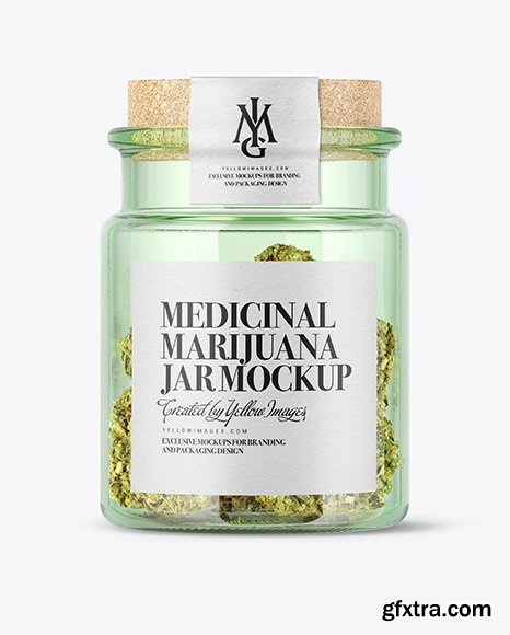 Medicinal Marijuana in Green Glass Jar Mockup 53304