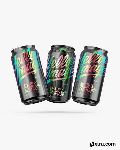 Three Glossy Metallic Cans Mockup 61335